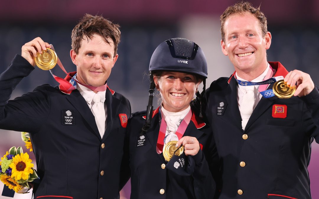 Team GB with their eventing gold medals in Tokyo